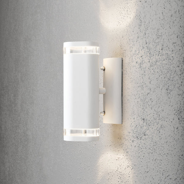 Modena Banded Outdoor IP44 Twin GU10 Wall Light in White