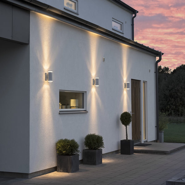 Modena Banded Outdoor IP44 Twin GU10 Wall Light in Galvanised Finish