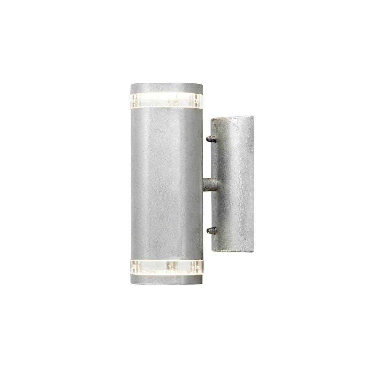 Modena Banded Outdoor IP44 Twin GU10 Wall Light in Galvanised Finish