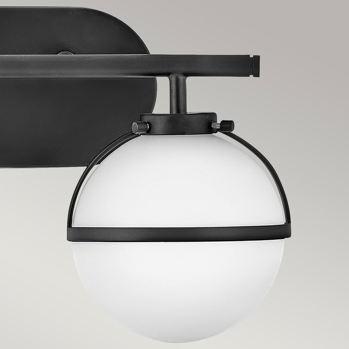 Hollis IP44 Twin Wall Light in Black with Opal Glass