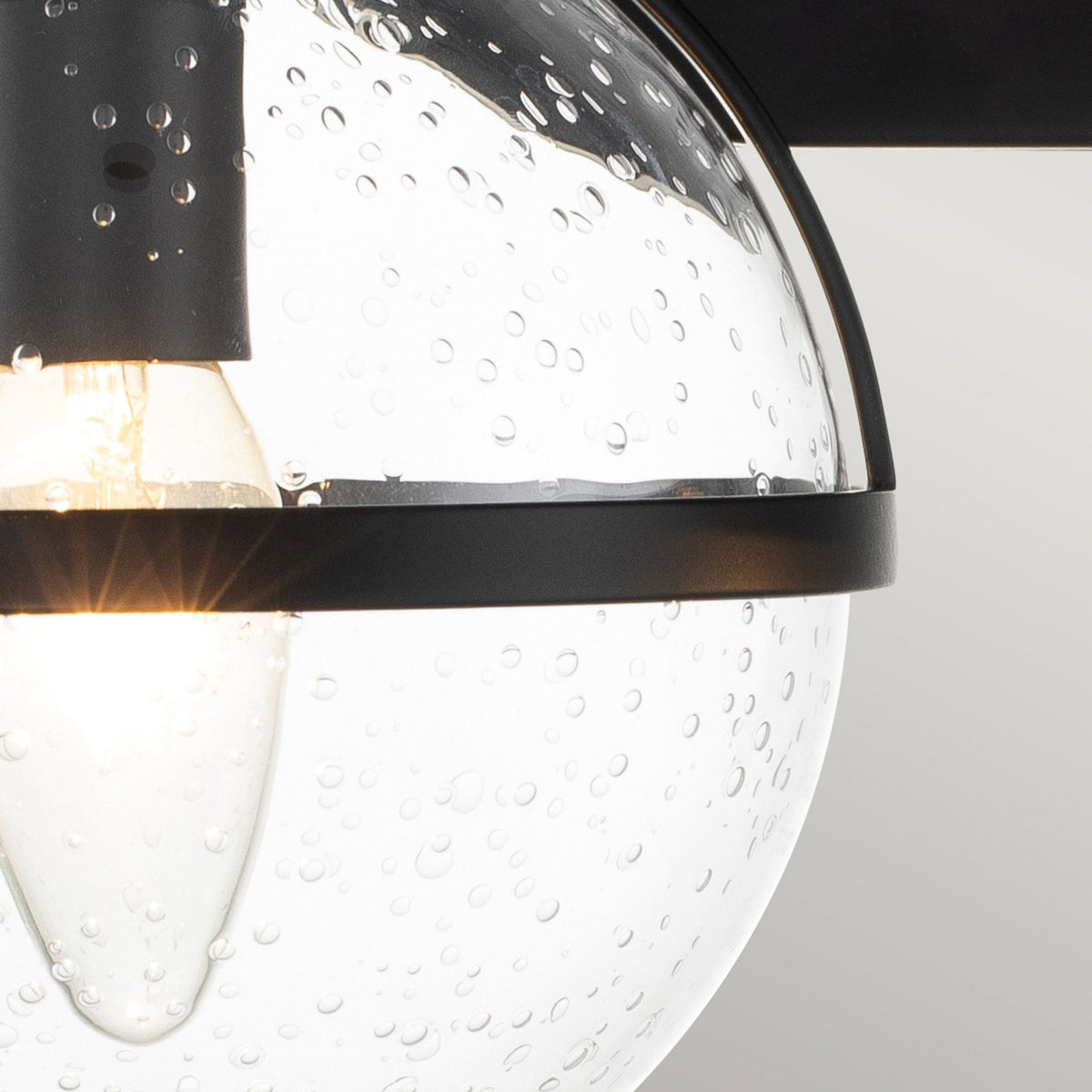 Hinkley Lighting Hollis IP44 Twin Wall Light in Black with Clear Seeded Glass