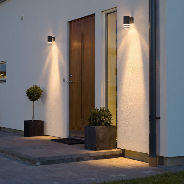 Modena Double Banded Outdoor IP44 Single GU10 Wall Light in Black