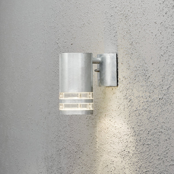 Modena Double Banded Outdoor IP44 Single GU10 Wall Light in Galvanised Finish