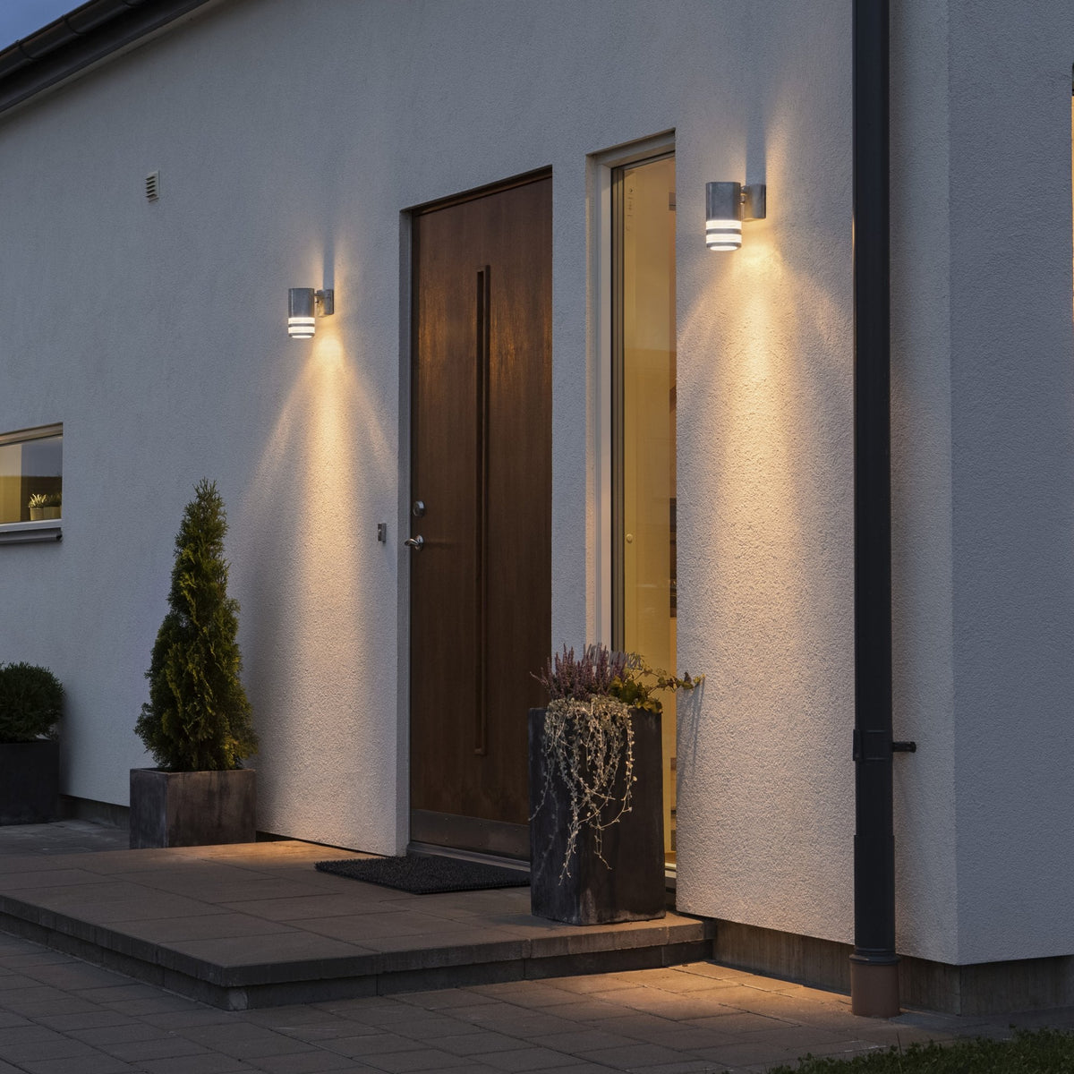 Modena Double Banded Outdoor IP44 Single GU10 Wall Light in Galvanised Finish