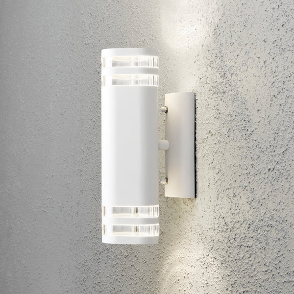 Modena Double Banded Outdoor IP44 Twin GU10 Wall Light in White