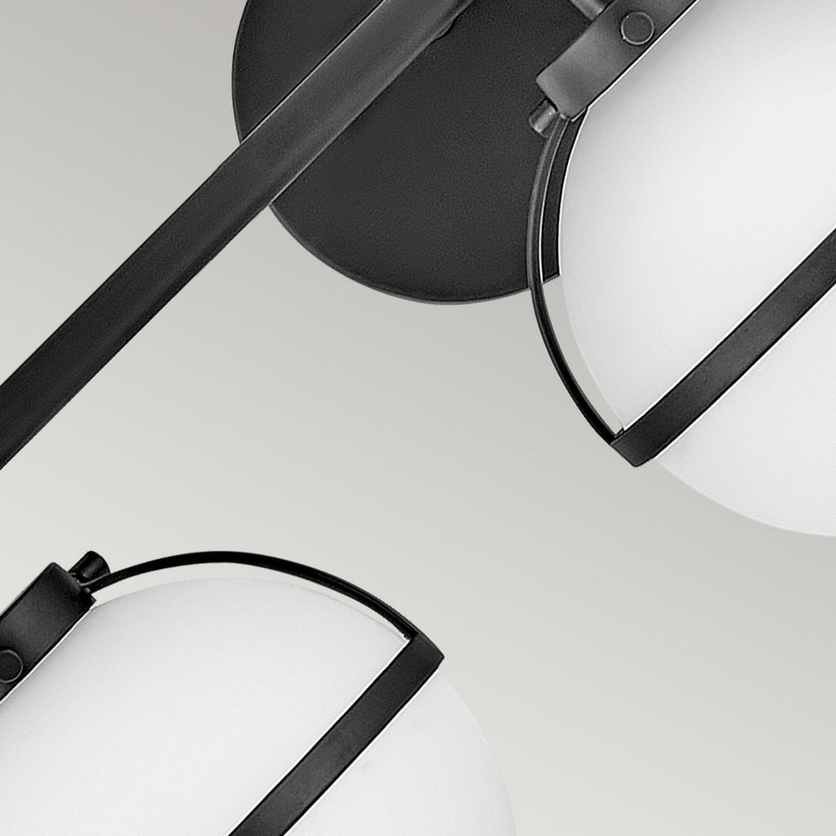 Hollis IP44 Triple Wall Light in Black with Opal Glass