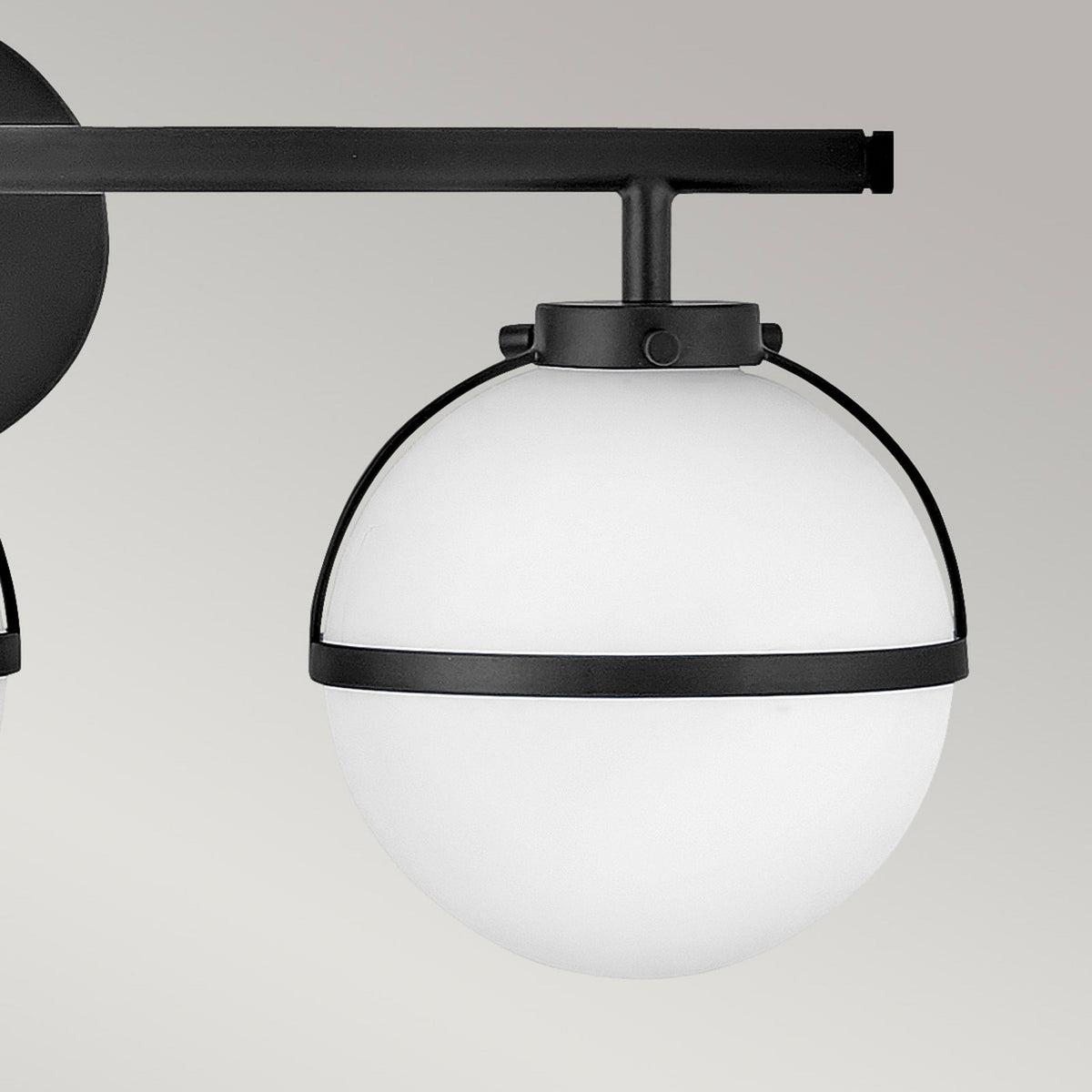 Hollis IP44 Triple Wall Light in Black with Opal Glass