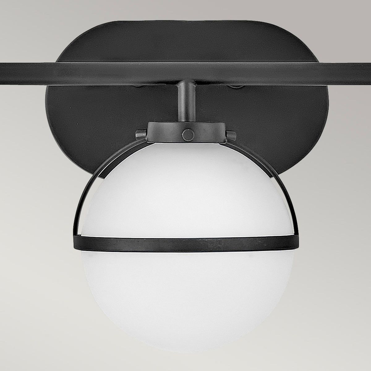 Hollis IP44 Triple Wall Light in Black with Opal Glass