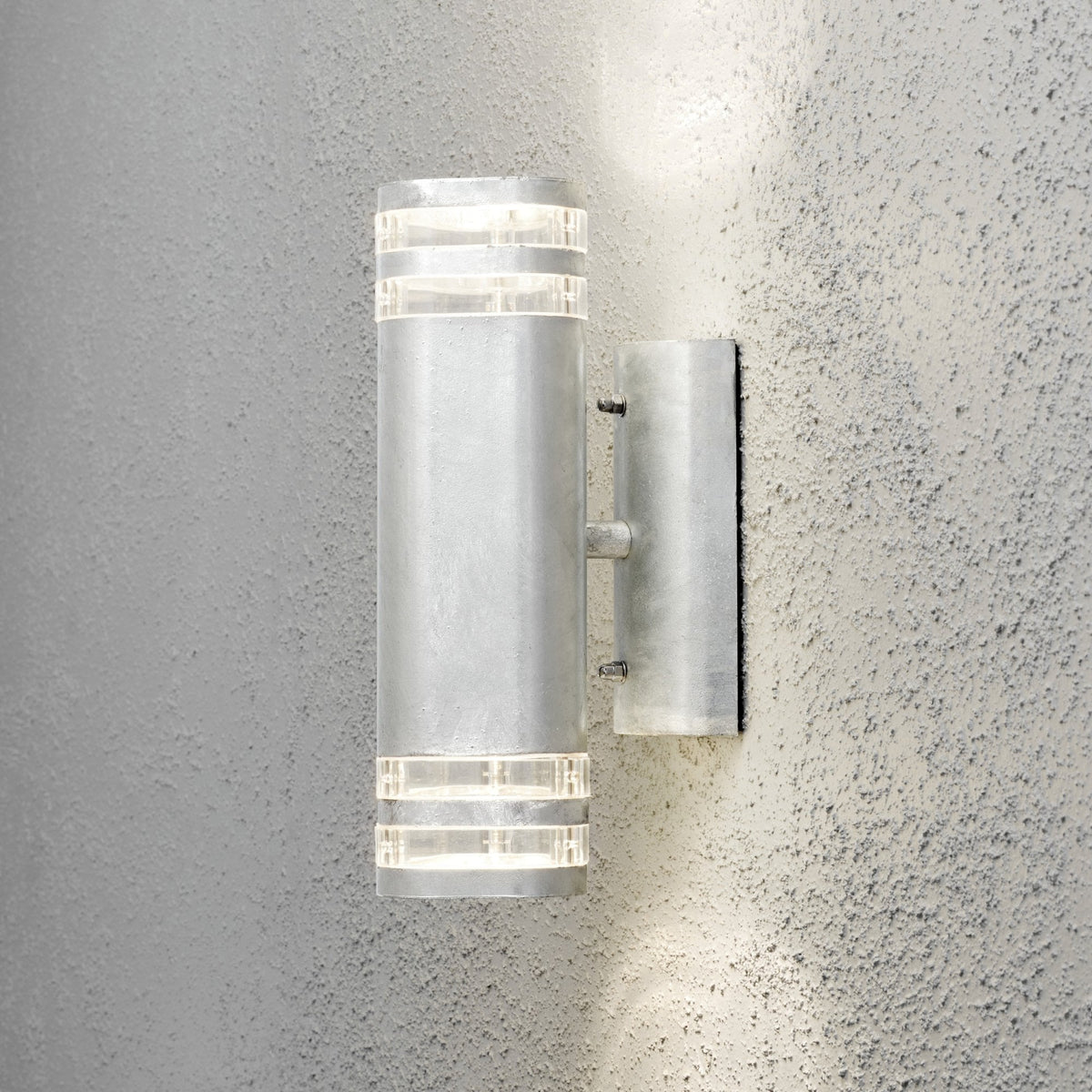 Modena Double Banded Outdoor IP44 Twin GU10 Wall Light in Galvanised