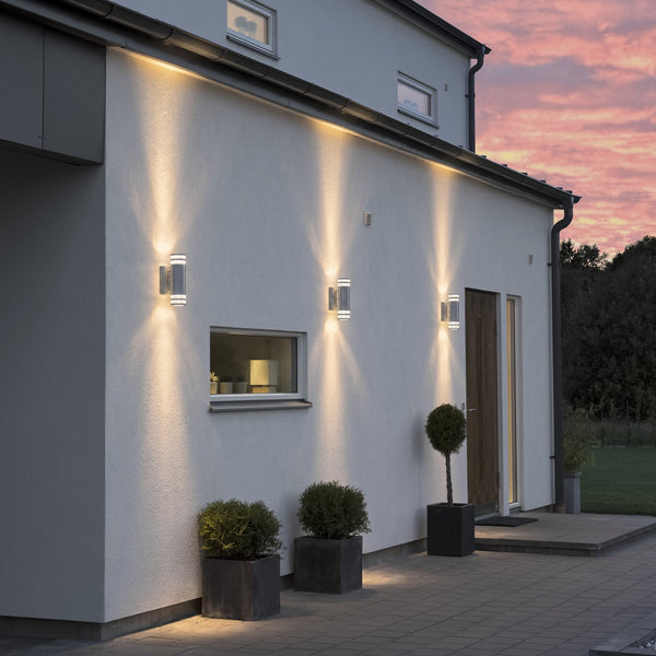 Modena Double Banded Outdoor IP44 Twin GU10 Wall Light in Galvanised