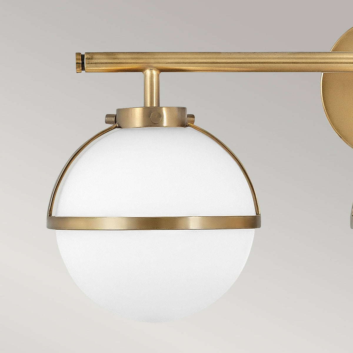 Hollis IP44 Triple Wall Light in Heritage Brass with Opal Glass