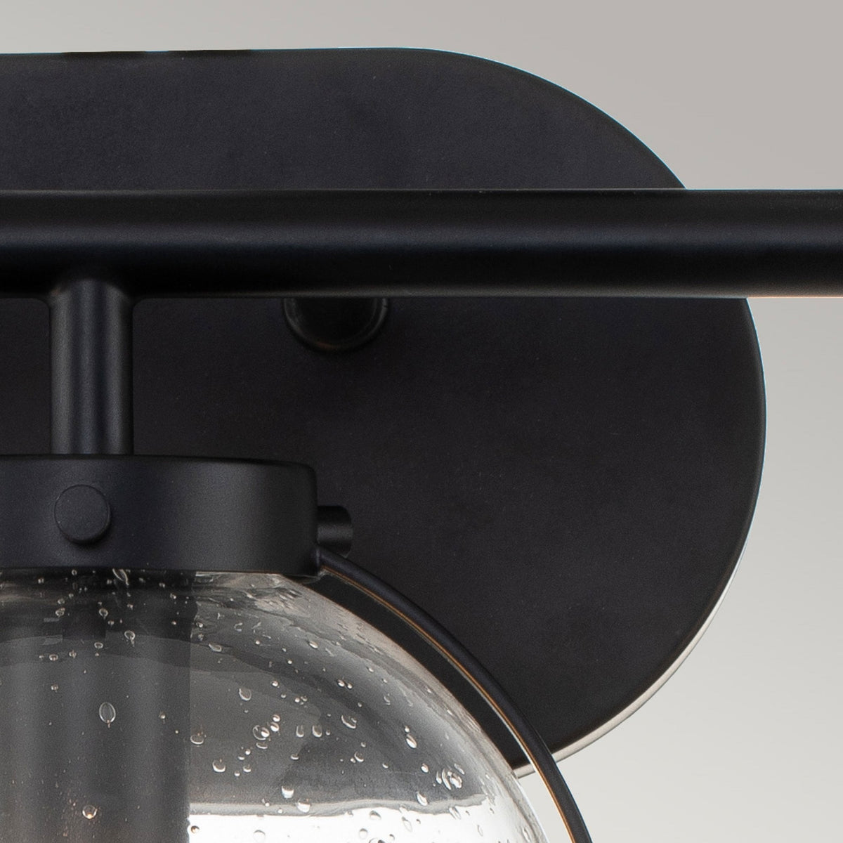 Hollis IP44 Triple Wall Light in Black with Clear Seeded Glass