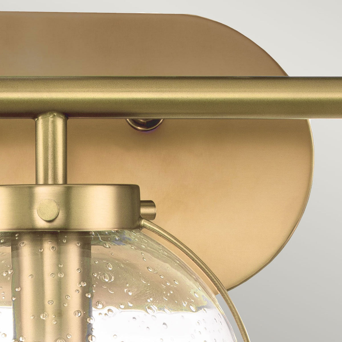 Hollis IP44 Triple Wall Light in Heritage Brass with Clear Seeded Glass