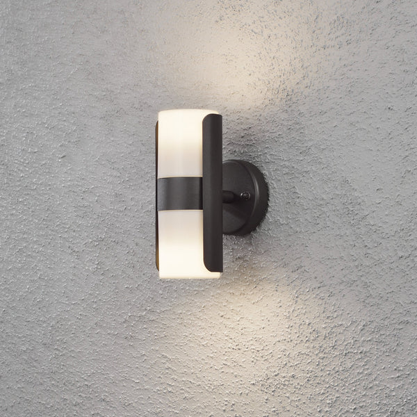 Modena Sleek Outdoor IP54 Twin GU10 Wall Light in Black