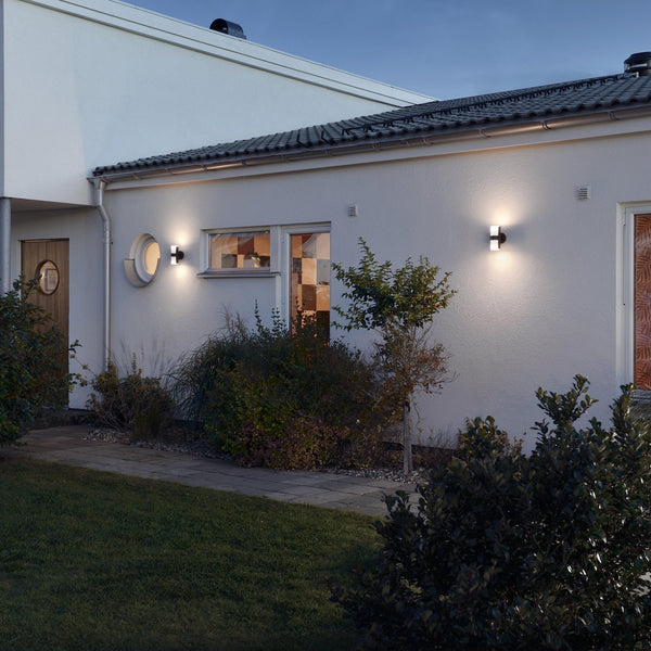 Modena Sleek Outdoor IP54 Twin GU10 Wall Light in Black