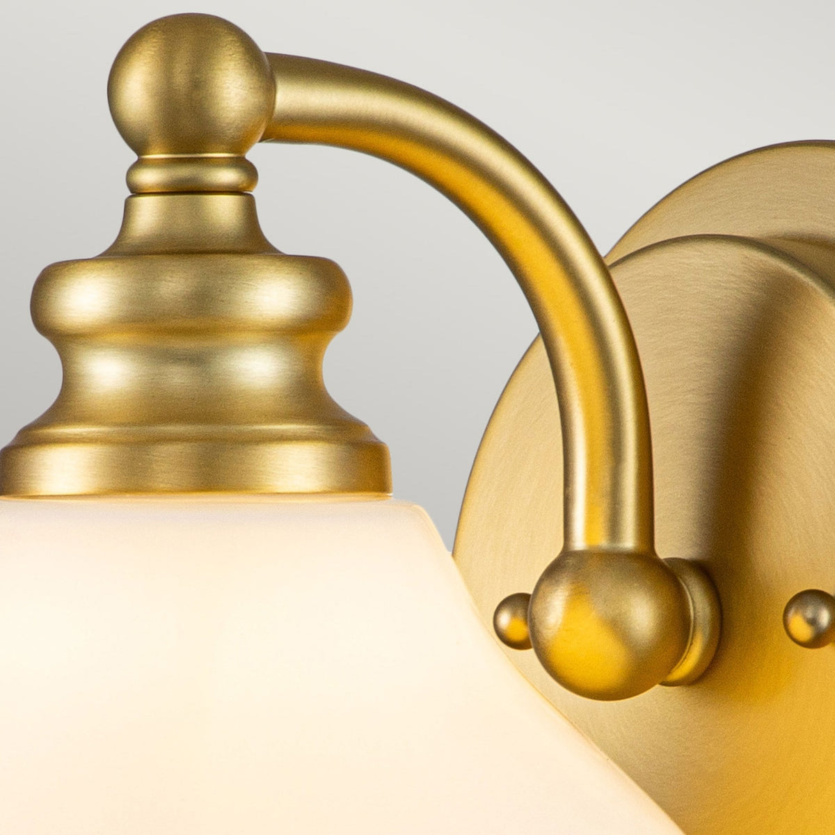 Ainsley IP44 Single Wall Light in Brushed Brass with Opal Glass