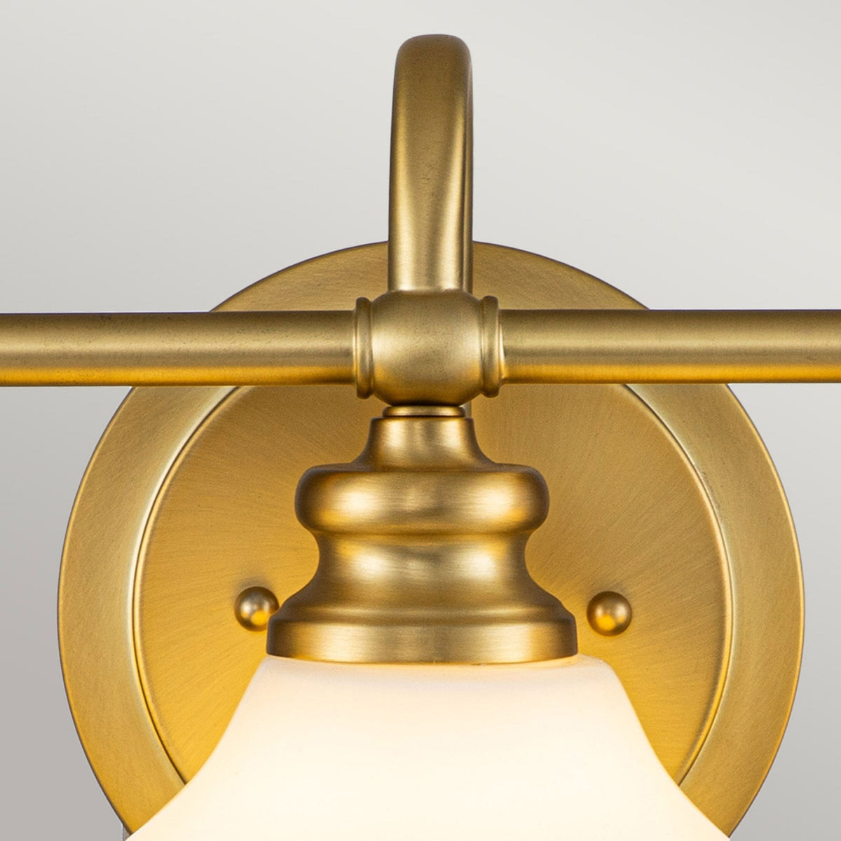 Ainsley IP44 Triple Wall Light in Brushed Brass with Opal Glass