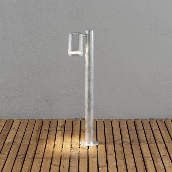 Modena Banded IP44 Outdoor GU10 Short Bollard in Galvanised