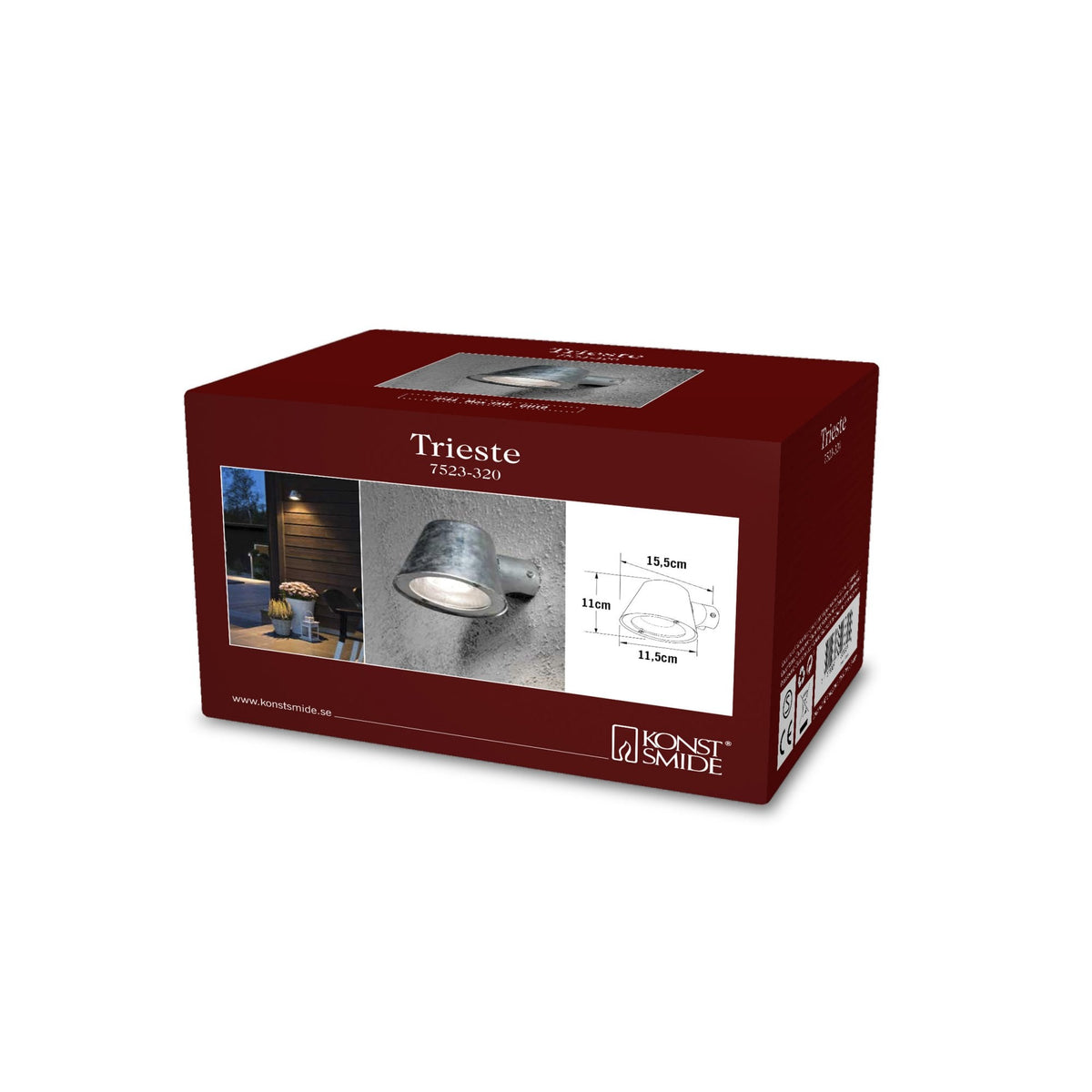 Trieste Outdoor IP44 Mast GU10 Wall Light in Galvanised Finish