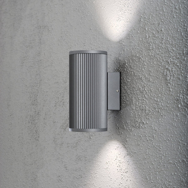 Siracusa Outdoor IP44 Twin GU10 Wall Light in Grey