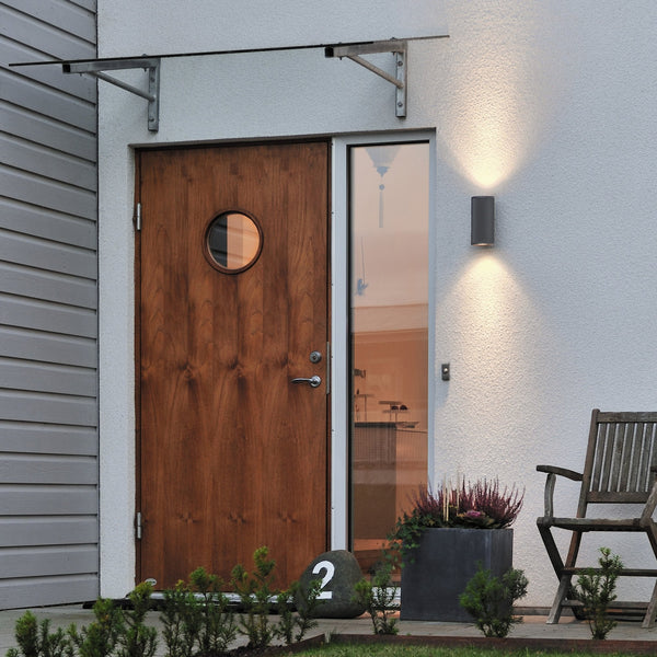 Siracusa Outdoor IP44 Twin GU10 Wall Light in Grey