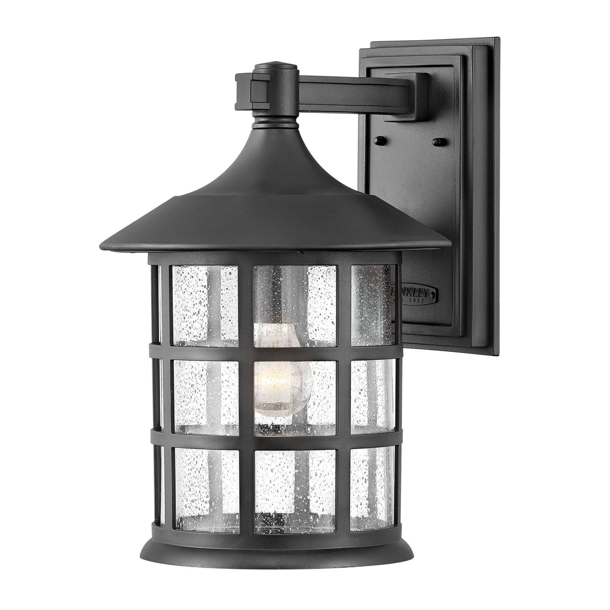Freeport Large Coastal Wall Light in Textured Black with Clear Seeded Glass