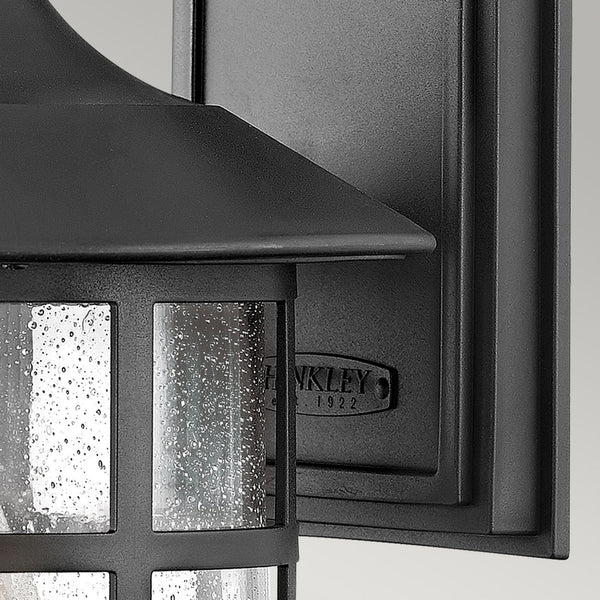 Freeport Large Coastal Wall Light in Textured Black with Clear Seeded Glass