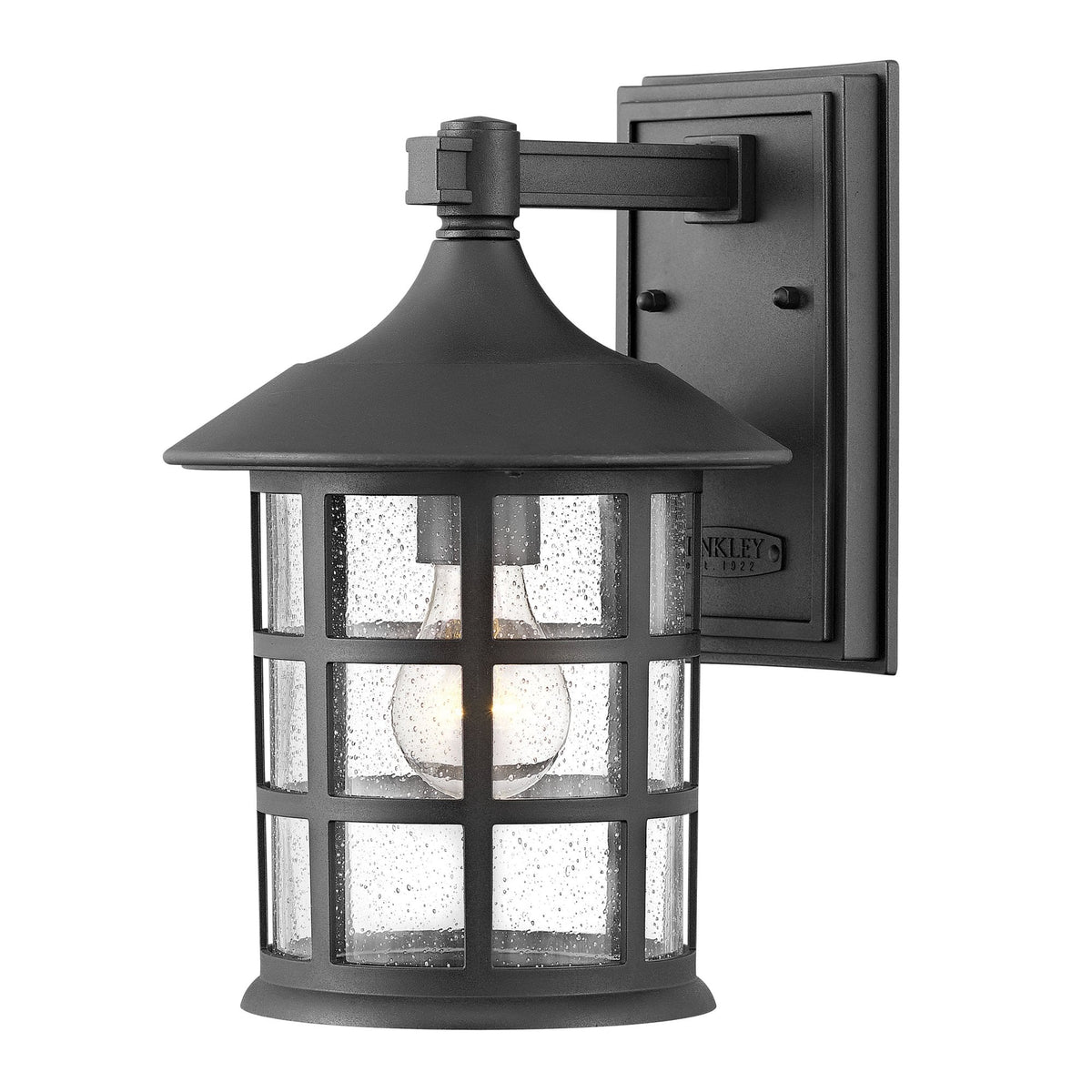 Freeport Medium Coastal Wall Light in Textured Black with Clear Seeded Glass