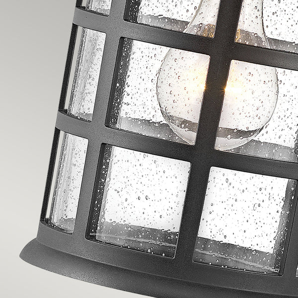 Freeport Medium Coastal Wall Light in Textured Black with Clear Seeded Glass