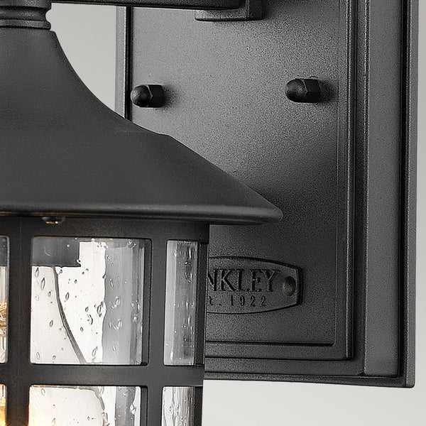 Freeport Small Coastal Wall Light in Textured Black with Clear Seeded Glass