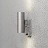 Modena PIR IP44 Outdoor Twin GU10 Wall Light in Brushed Stainless Finish