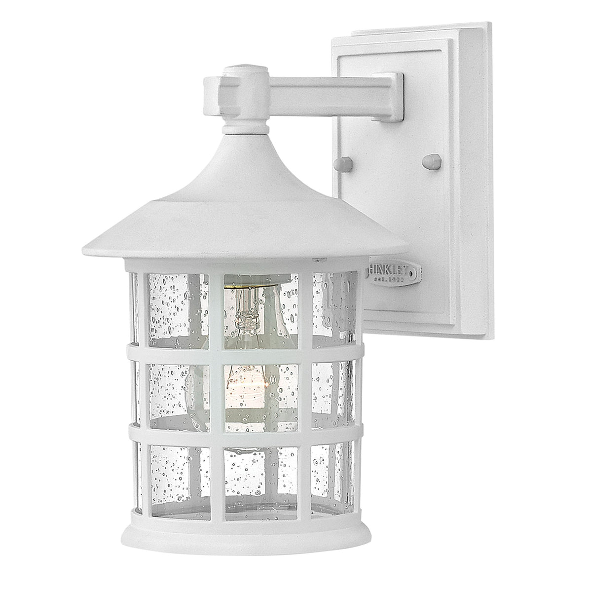 Freeport Small Coastal Wall Light in Textured White with Clear Seeded Glass
