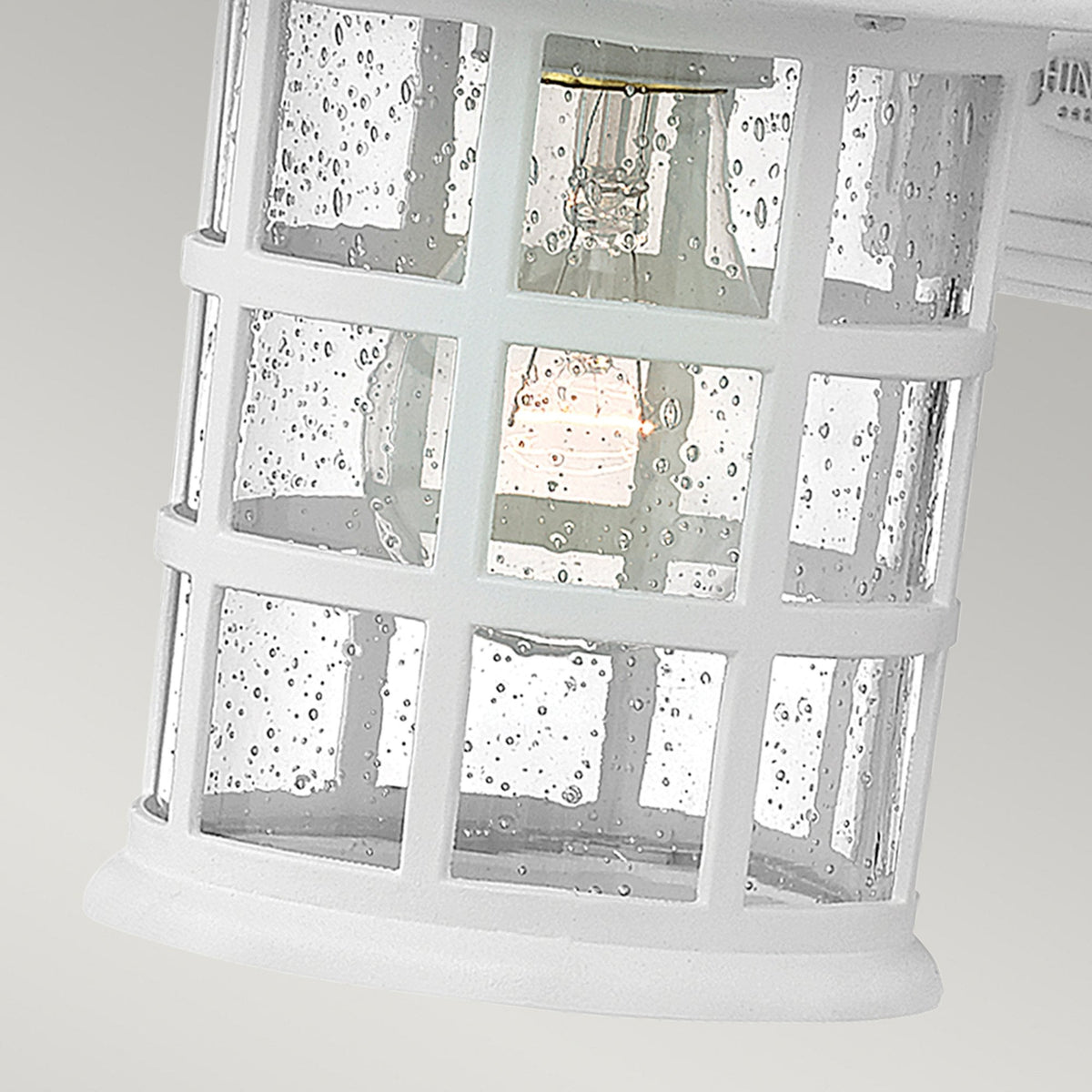 Freeport Small Coastal Wall Light in Textured White with Clear Seeded Glass