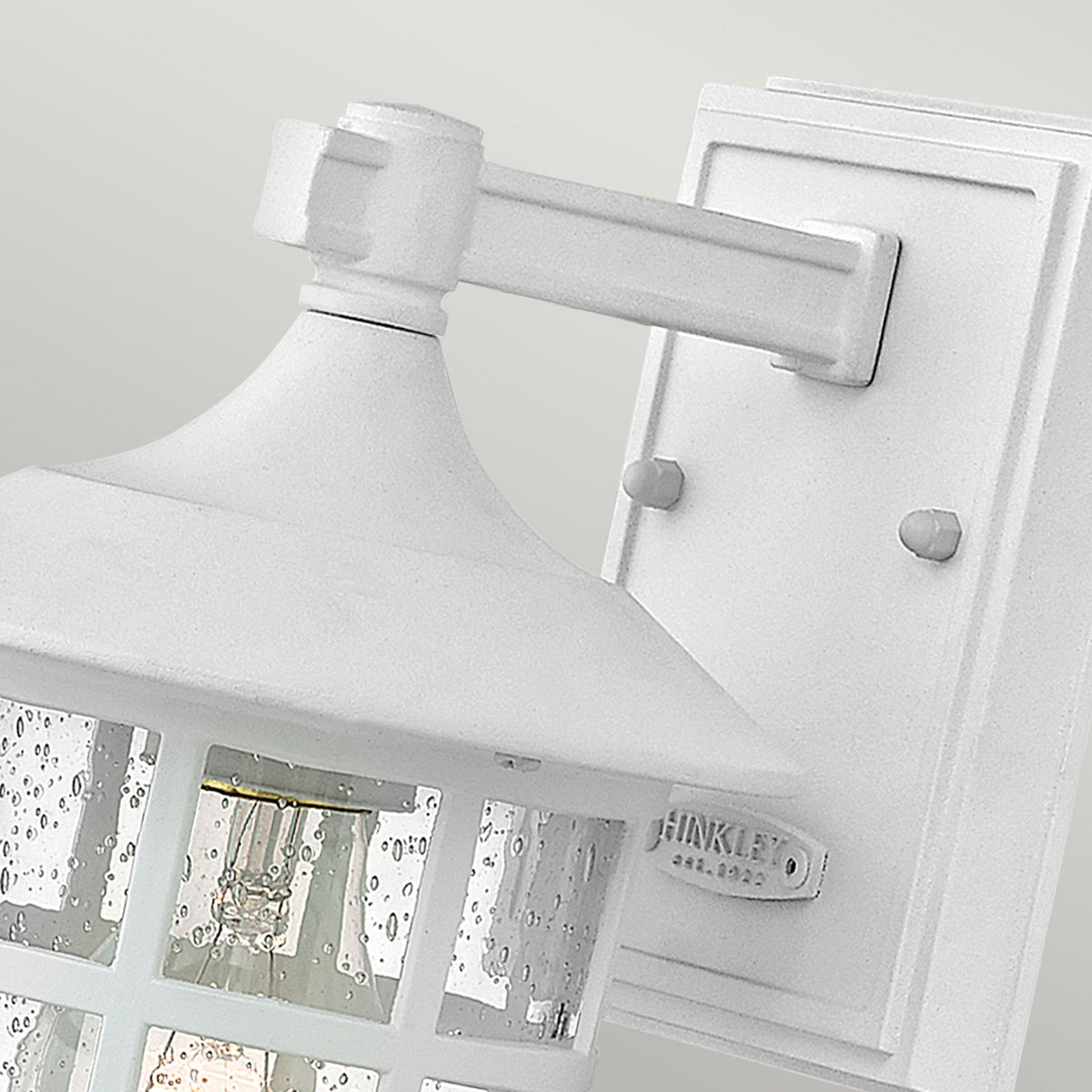Freeport Small Coastal Wall Light in Textured White with Clear Seeded Glass