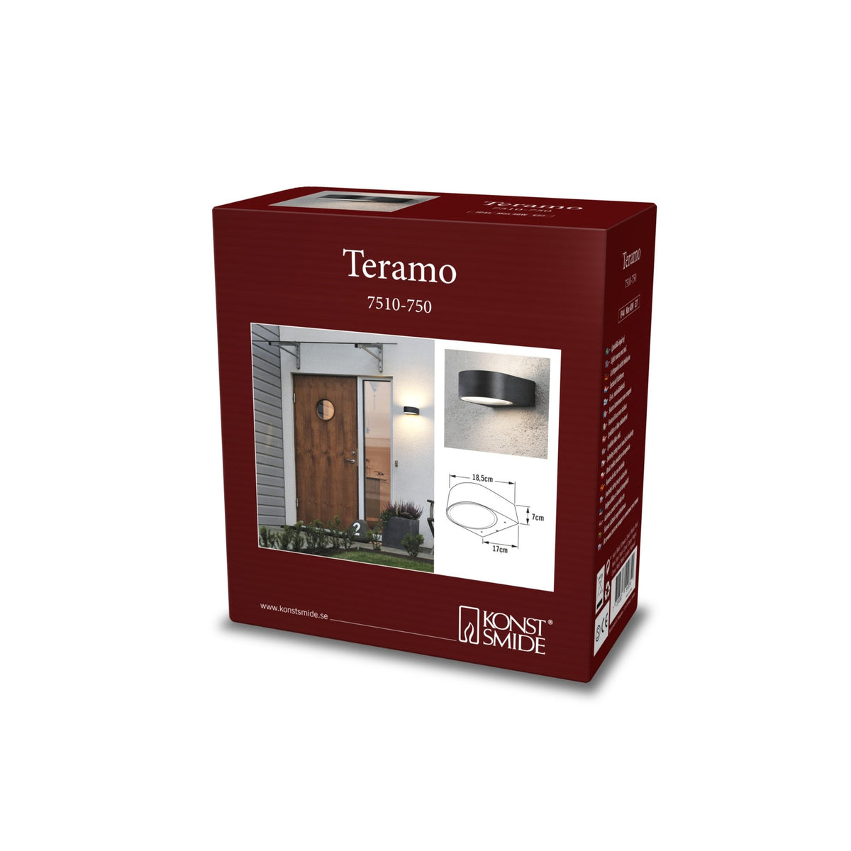 Teramo IP44 Outdoor E27 Up and Down Wall Light in Black