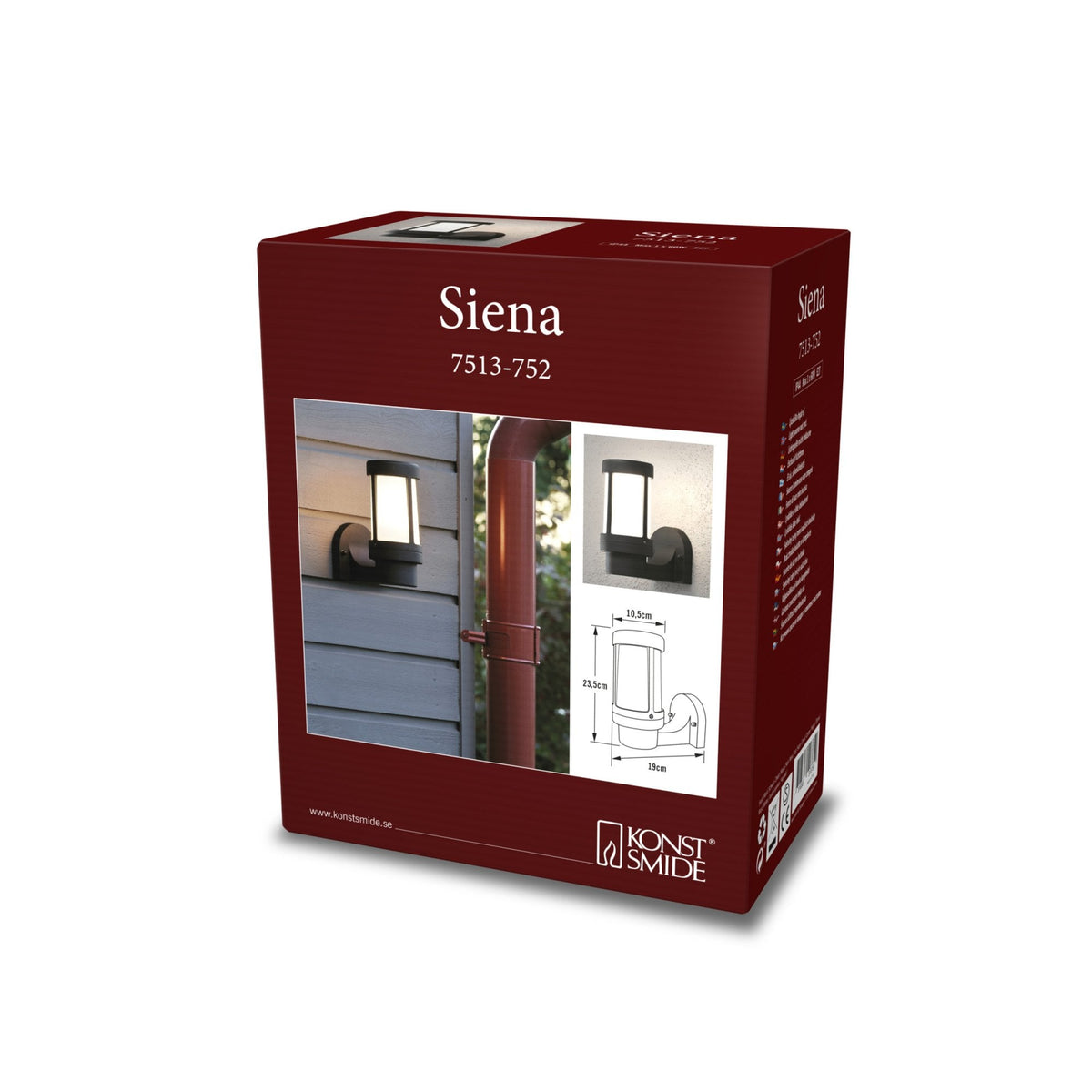 Siena IP44 Outdoor E27 Wall Light in Black