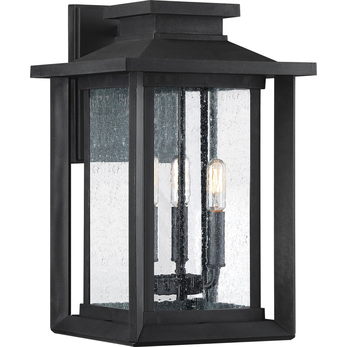 Wakefield Coastal Large Wall Light in Earth Black with Clear Seeded Glass