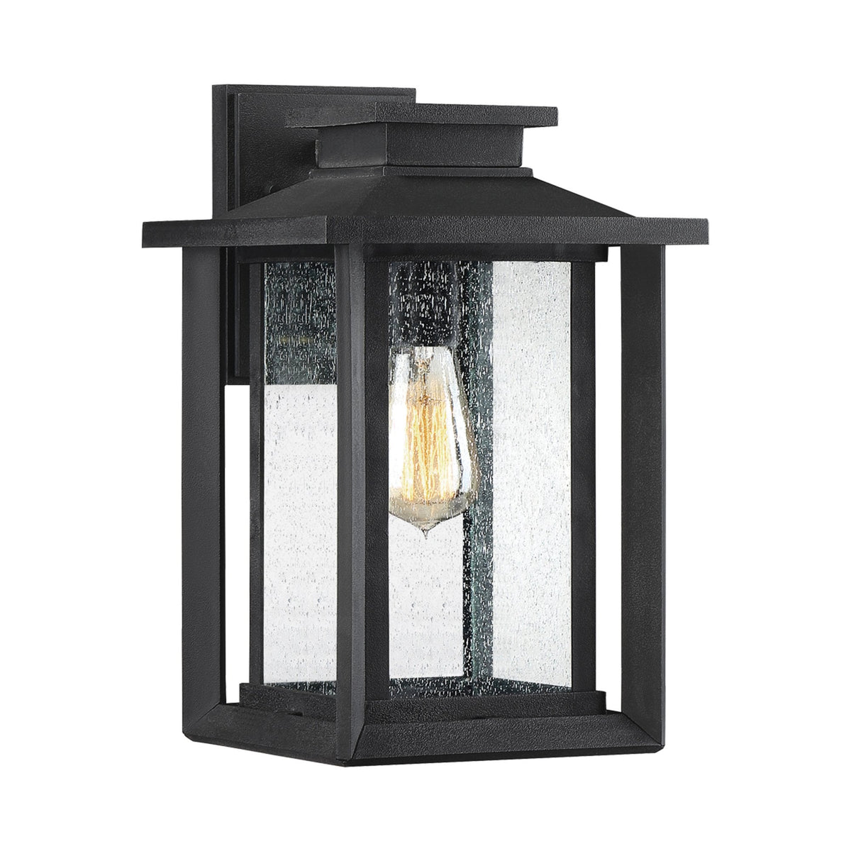 Wakefield Coastal Medium Wall Light in Earth Black with Clear Seeded Glass