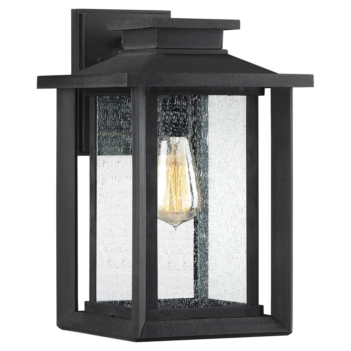 Wakefield Coastal Medium Wall Light in Earth Black with Clear Seeded Glass