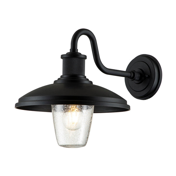 Allenbury Coastal Medium Wall Light in Textured Black with Clear Seeded Glass