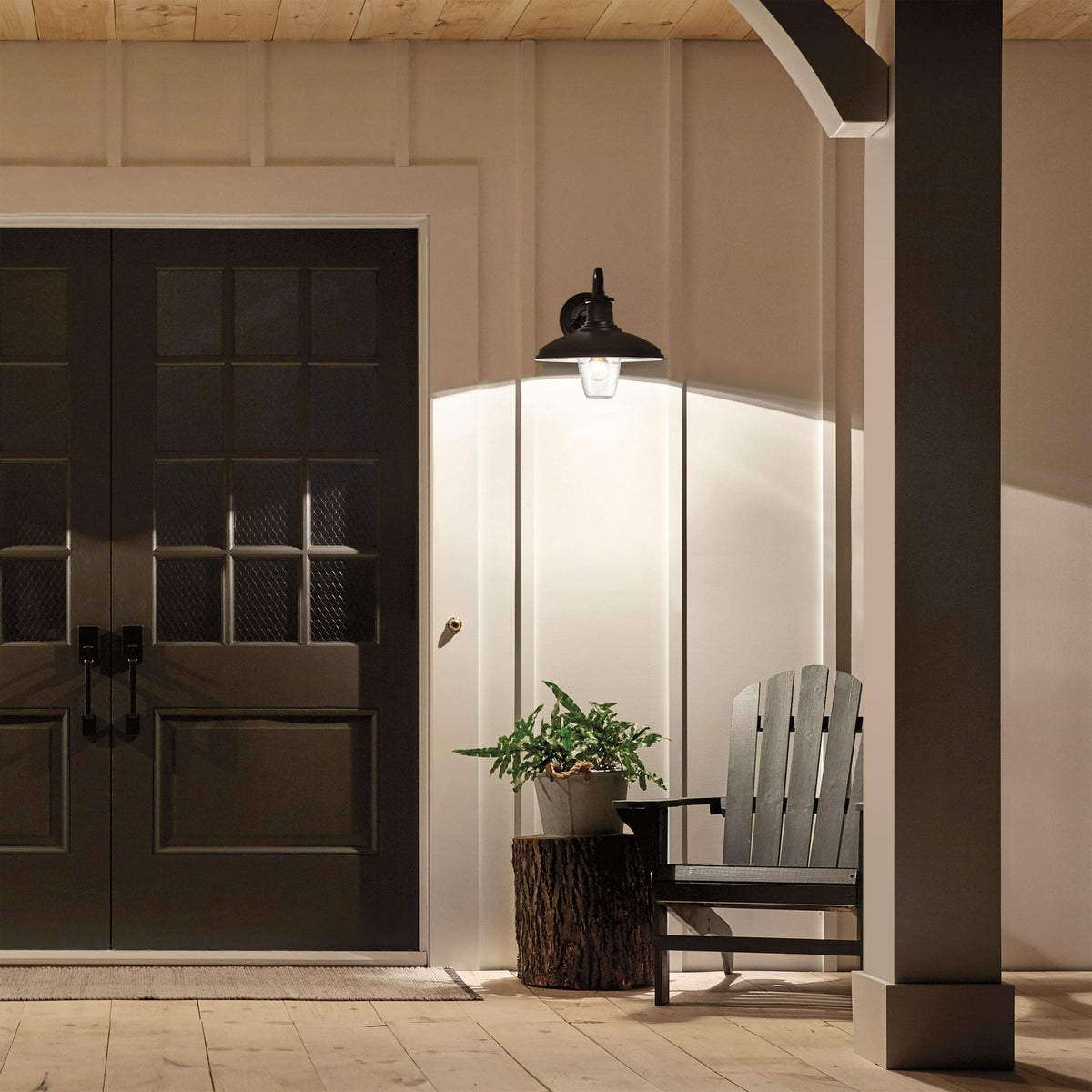 Allenbury Coastal Medium Wall Light in Textured Black with Clear Seeded Glass