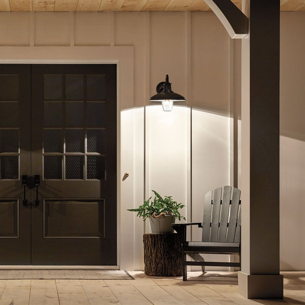 Allenbury Coastal Medium Wall Light in Textured Black with Clear Seeded Glass