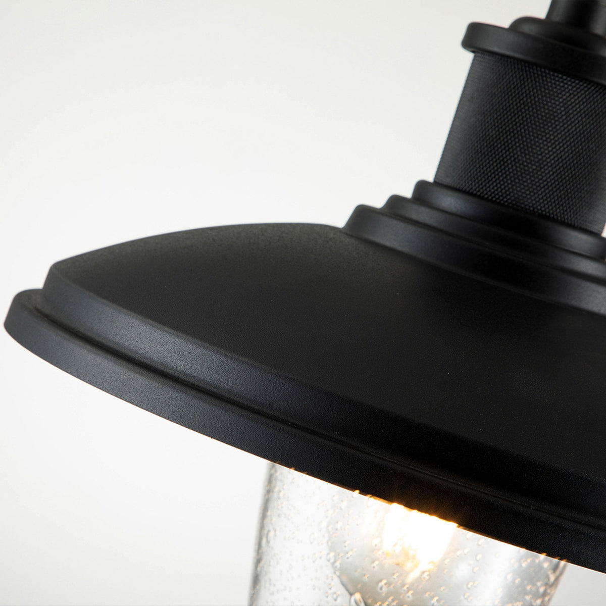 Allenbury Coastal Medium Wall Light in Textured Black with Clear Seeded Glass