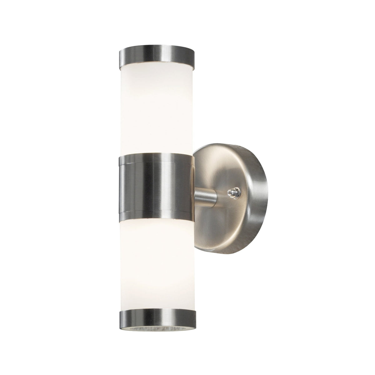 Modena Outdoor IP44 Twin G9 Wall Light in Brushed Stainless Steel