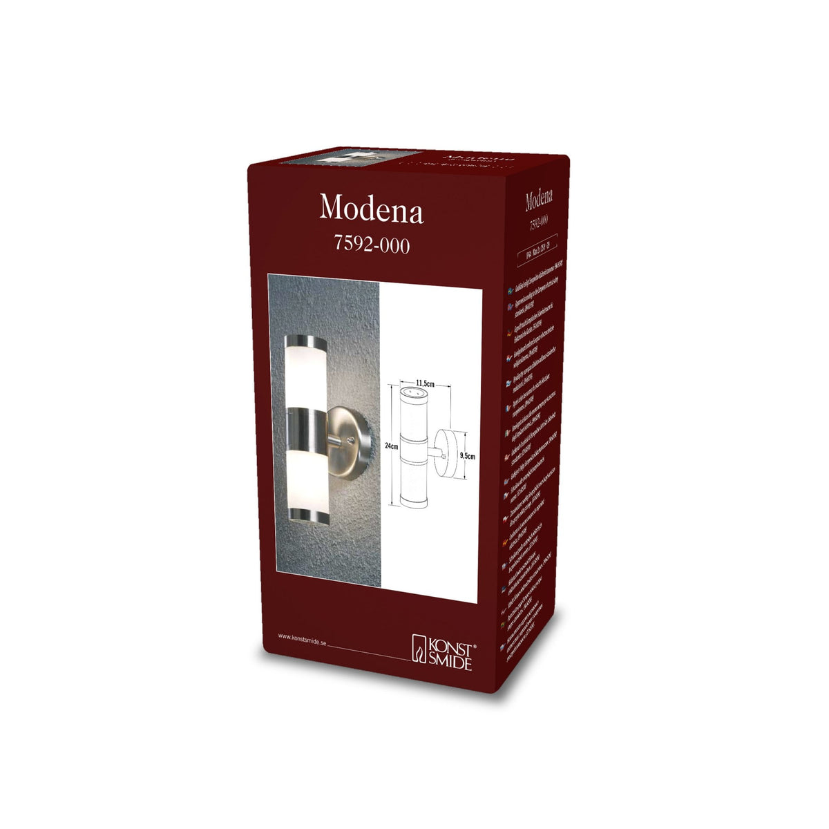 Modena Outdoor IP44 Twin G9 Wall Light in Brushed Stainless Steel