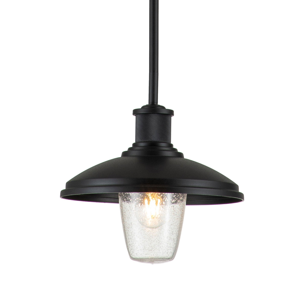 Allenbury Coastal Pendant or Semi Flush in Textured Black with Clear Seeded Glass