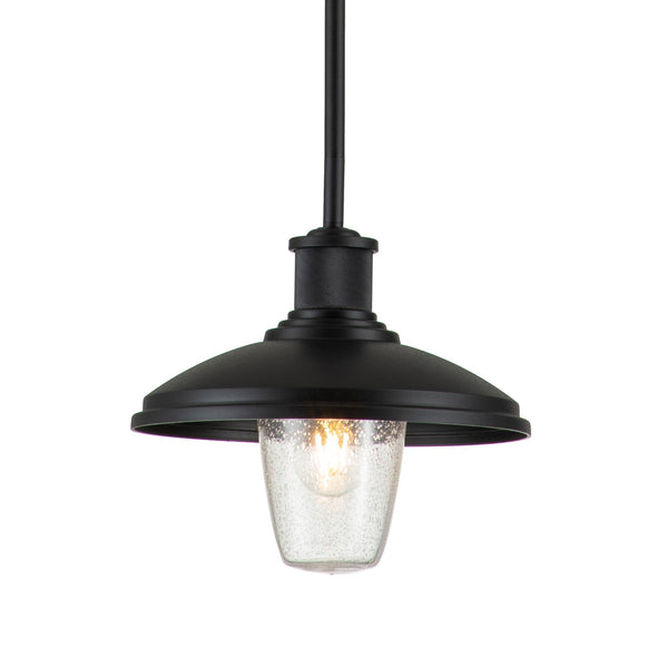 Allenbury Coastal Pendant or Semi Flush in Textured Black with Clear Seeded Glass