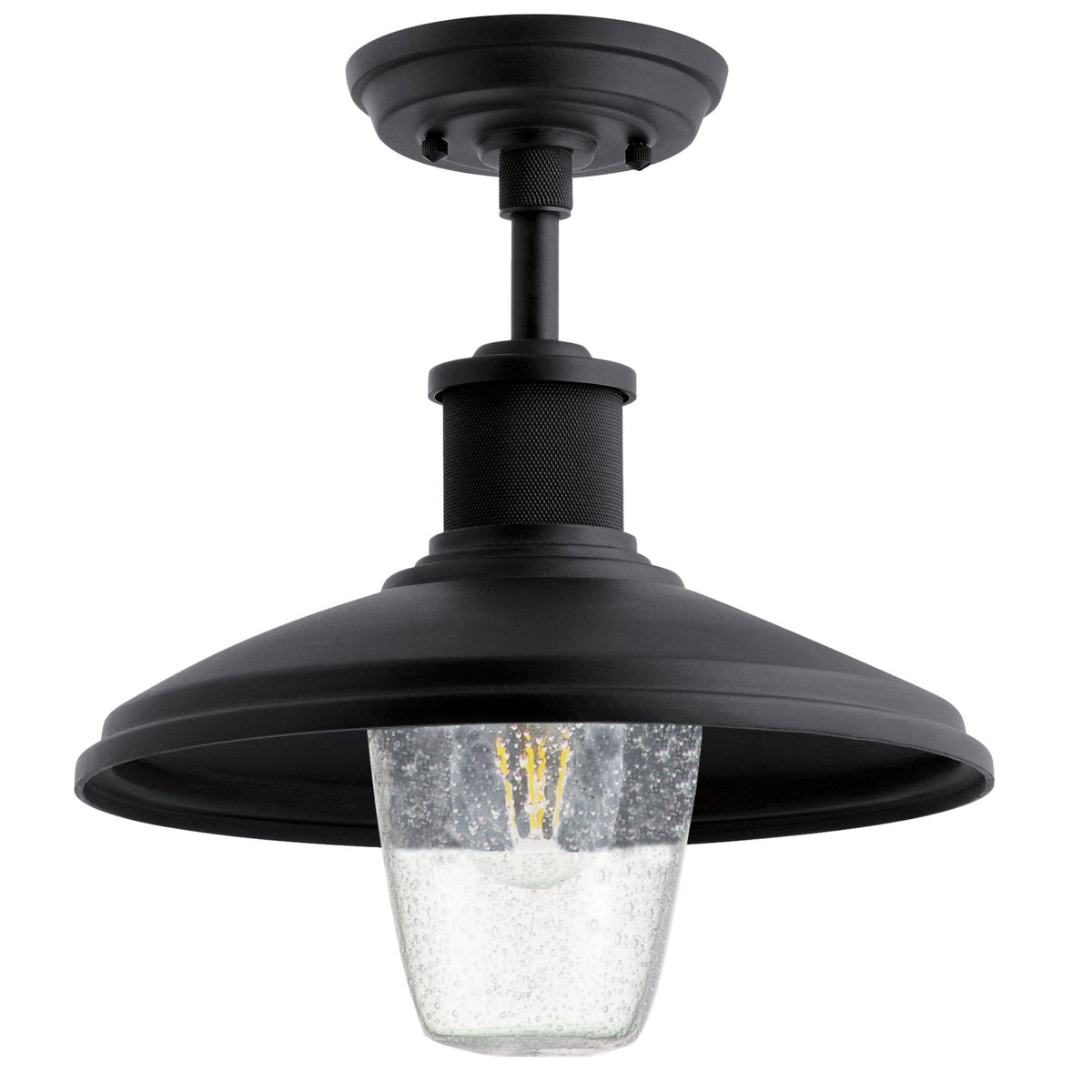 Allenbury Coastal Pendant or Semi Flush in Textured Black with Clear Seeded Glass