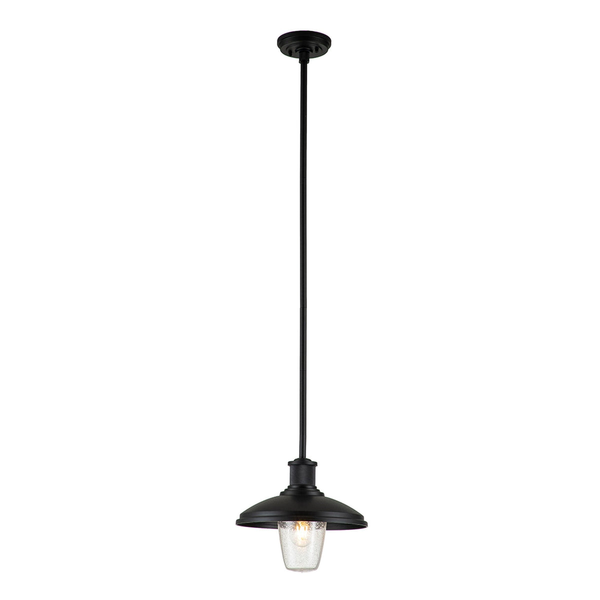 Allenbury Coastal Pendant or Semi Flush in Textured Black with Clear Seeded Glass