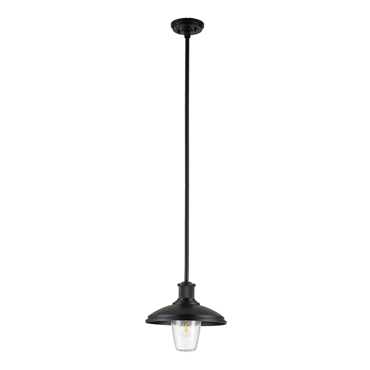 Allenbury Coastal Pendant or Semi Flush in Textured Black with Clear Seeded Glass
